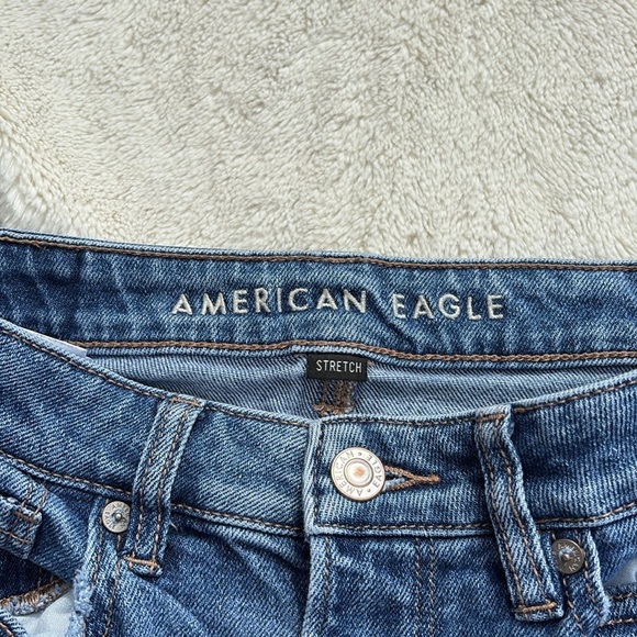 American Eagle Distressed Stretch Skinny Jeans Size 0 Short | Raw Hem Y2K Denim - Picture 6 of 11